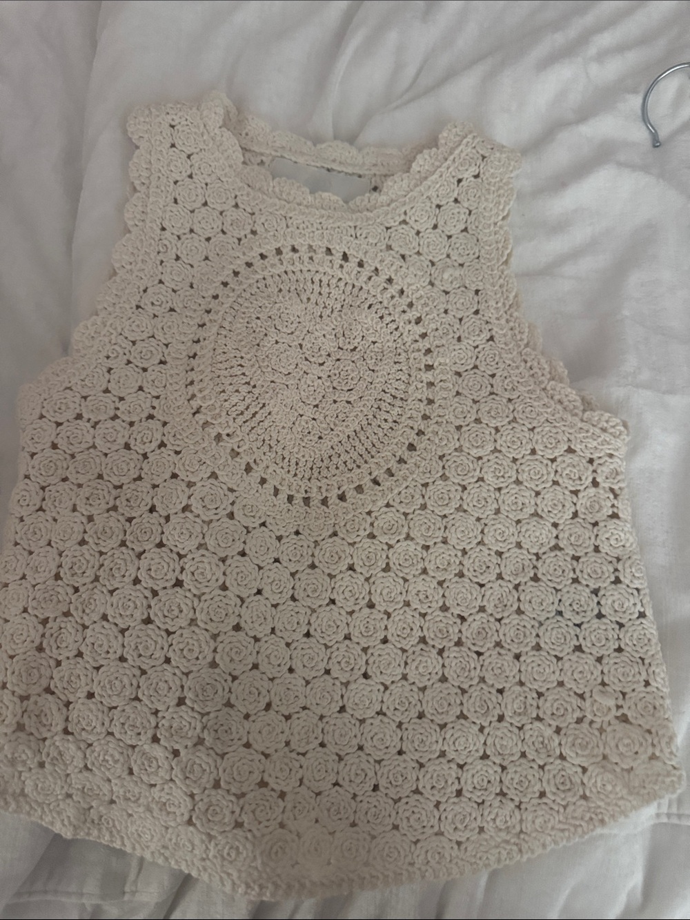 Zara Cream Crochet Floral Tank Top